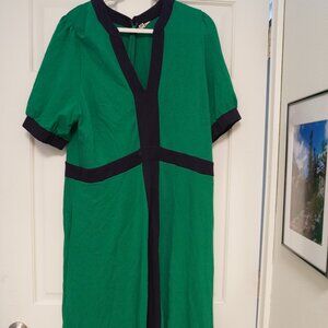 Boden Green & Navy Colorblock Midi Dress US 20-22R
